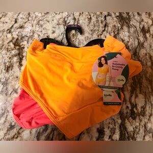 Kindly Women's Size XXL Sustainable So Comfy Thong Orange & Coral 2-Pack •New